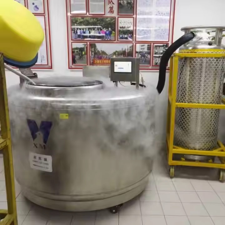 使用液氮罐凍存，外部結(jié)霜